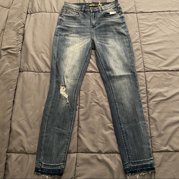 Indigo Rein High Rise Above Ankle Denim Jeans sz 7